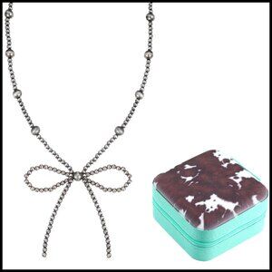 Navajo Pearl Pendant Necklace Set with Jewelry Box Western Boho Style